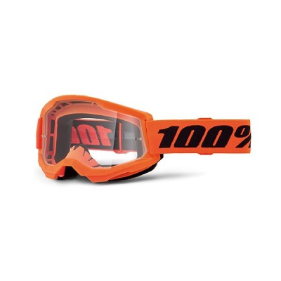 MASCHERA CROSS 100% STRATA 2 NEON ORANGE LENTE TRASPARENTE 461344 1