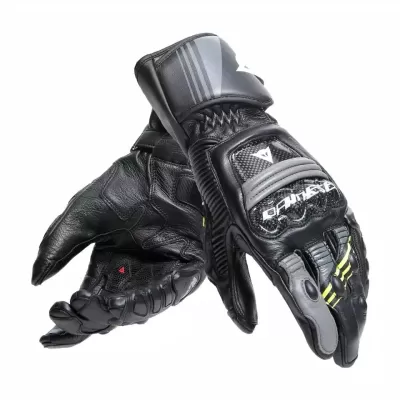GUANTI DAINESE DRUID 4 PELLE BLACK-CHARCOAL GRAY-FLUO YELLOW 010
