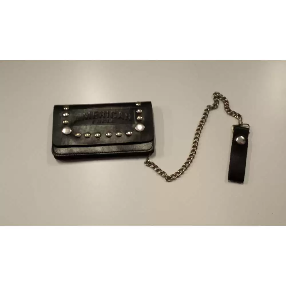 AMERICAN EAGLE BLACK LEATHER WALLET WITH CUSTOM STYLE STUDS 7335 1