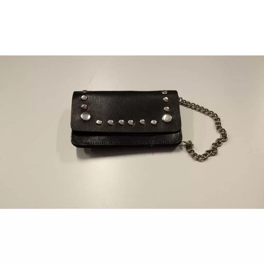 BLACK LEATHER WALLET WITH CUSTOM STYLE STUDS 7336 1